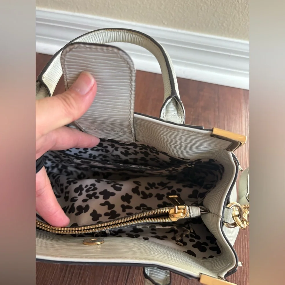 Rebecca Minkoff Gray Leather Satchel Shoulder Bag Crossbody Gold Hardware